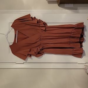Mauve ruffle sleeve dress